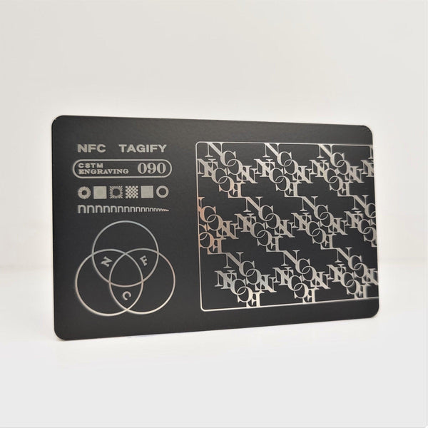 Pressed Metal Digital Cards - Engraved & Printed - NFC Tagify